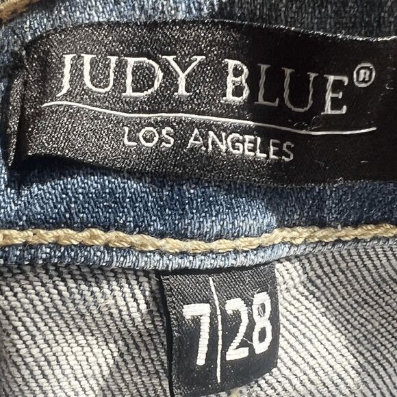 Judy Blue Relaxed Fit Distressed Jeans Size 7/28 Light Wash Ripped Strech - Picture 10 of 12